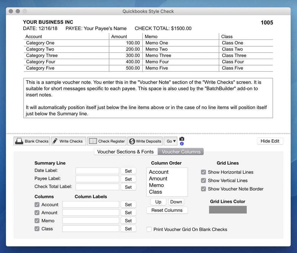 quicken for mac check printing